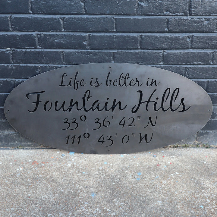 Personalized Metal Coordinates Sign - Modern Farmhouse Decor