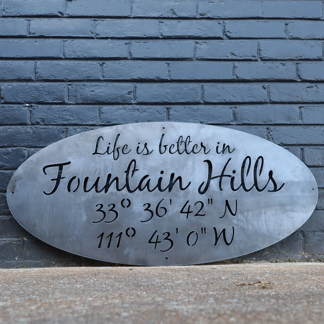Personalized Metal Coordinates Sign - Modern Farmhouse Decor