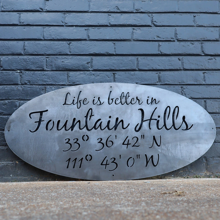 Personalized Metal Coordinates Sign - Modern Farmhouse Decor