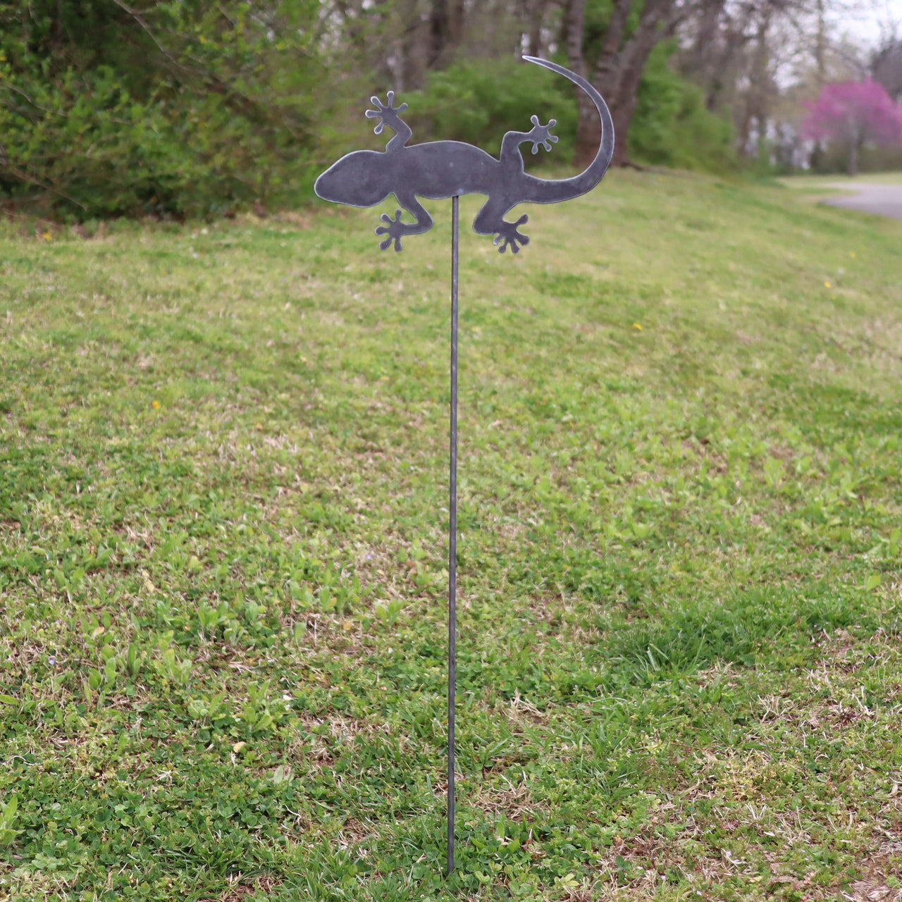 Metal Lizard Garden Stake - Steel Gardening Decor - Gecko Yard Art Marker - Free Shipping