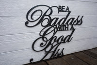 Thumbnail for Be A Badass With A Good Ass - Metal Workout Home Gym Decor - Funny Gym Wall Art - Motivational Quote Art