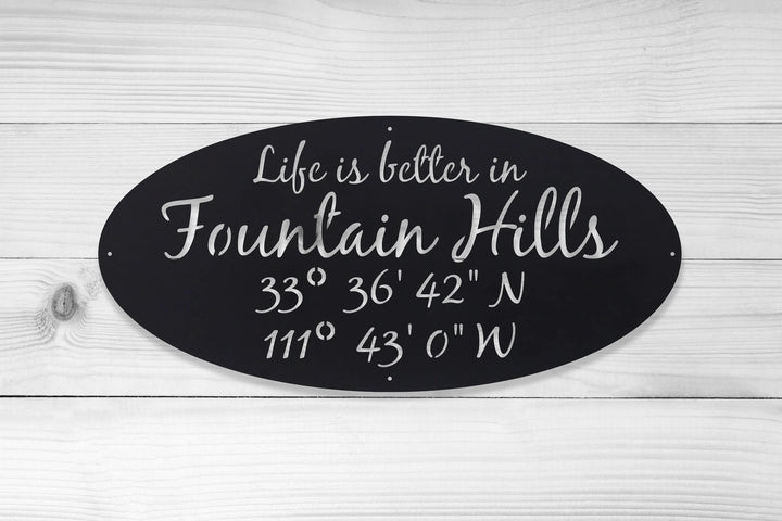 Personalized Metal Coordinates Sign - Modern Farmhouse Decor
