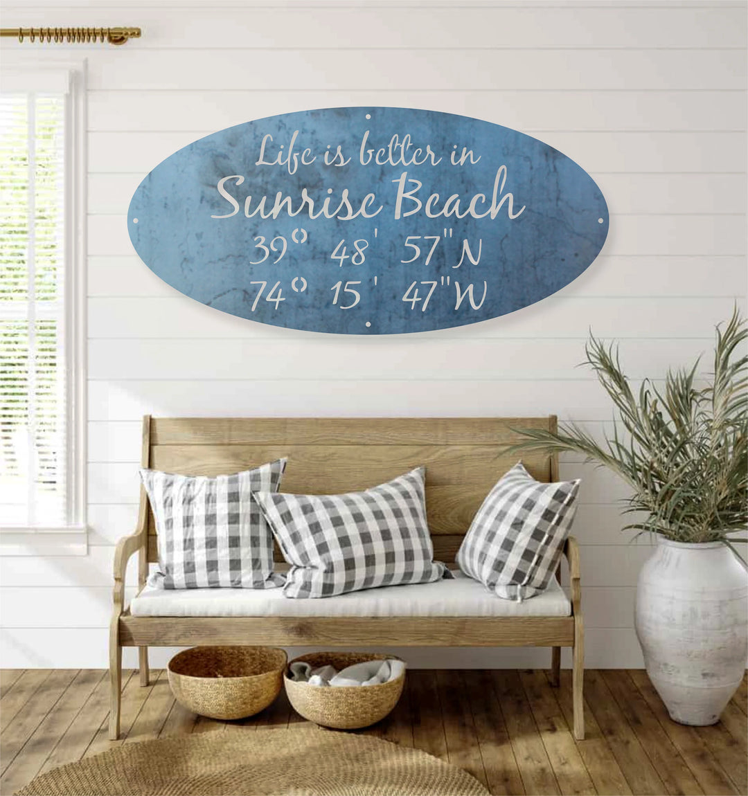 Personalized Metal Coordinates Sign - Modern Farmhouse Decor