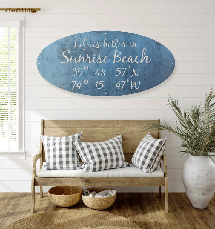 Personalized Metal Coordinates Sign - Modern Farmhouse Decor