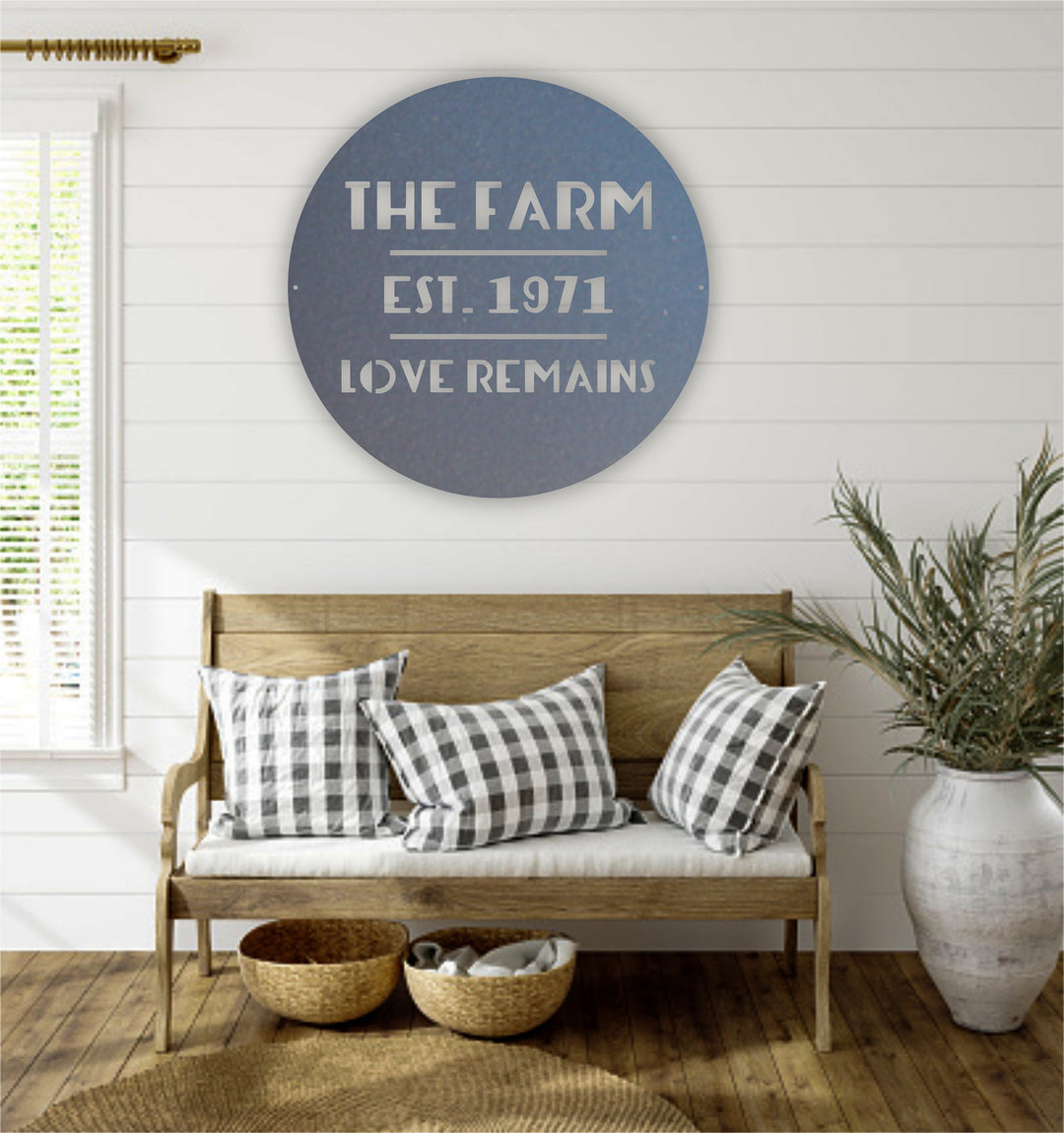 Personalized Metal Sign - Circle Family Name Sign