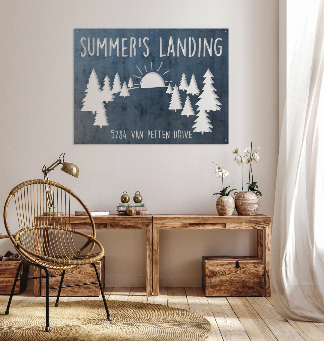 Mountain Sunset Metal Sign - Personalized Cabin Wall Art