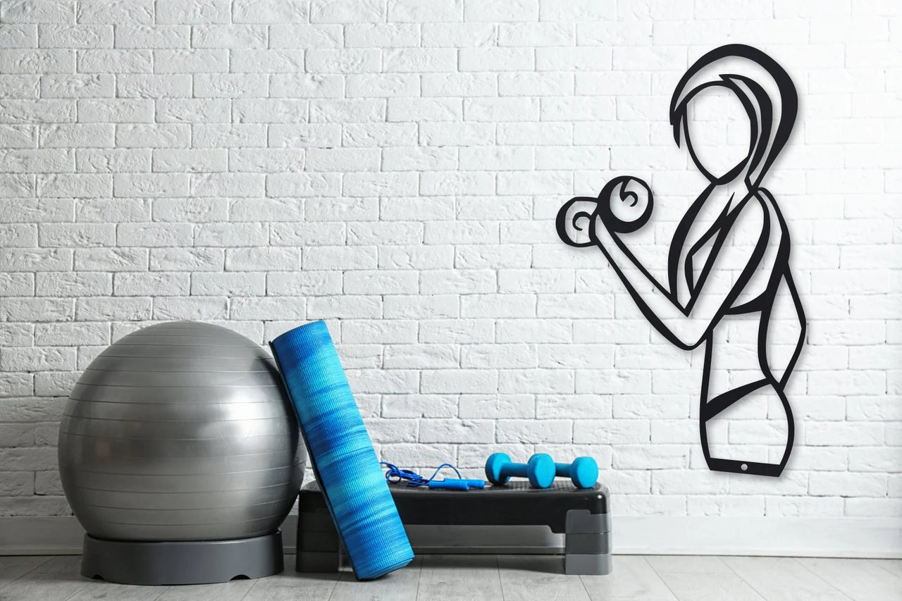 Woman Work Out Sign - Fitness Home Gym Decor - Metal Wall Art - Feminist Art - Empowerment Wall Decor - Gifts for Her - Wall Art