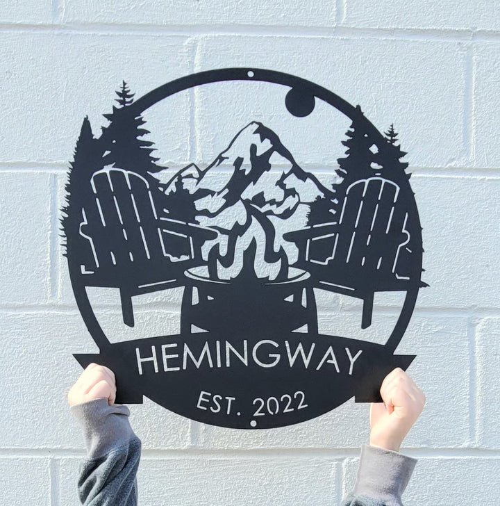 Personalized Cabin Metal Outdoor Sign - Personalized Camping Gifts