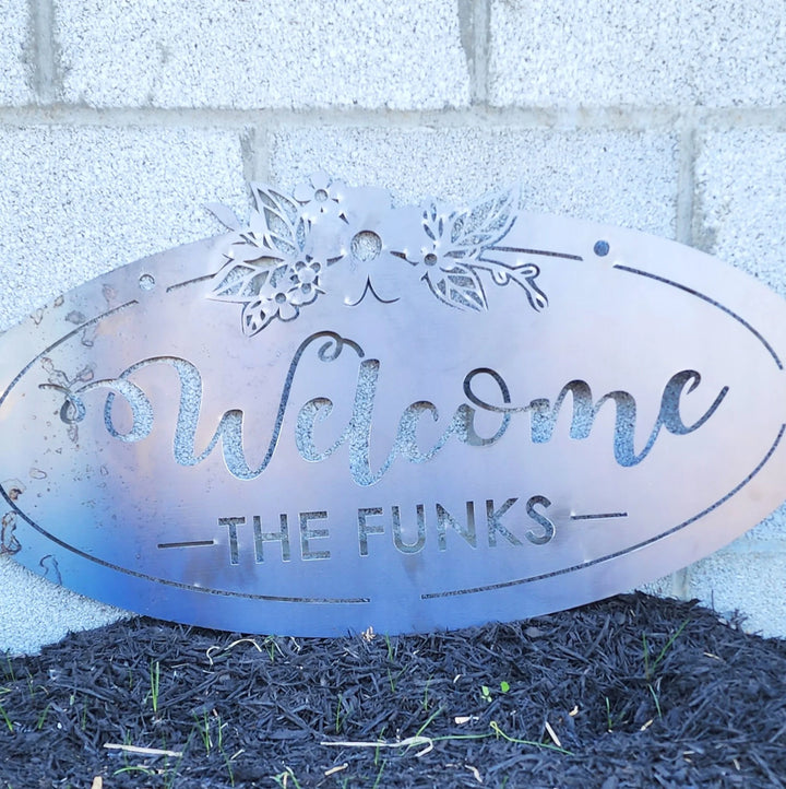 Personalized Gift Welcome Family Signs - Floral Welcome Sign