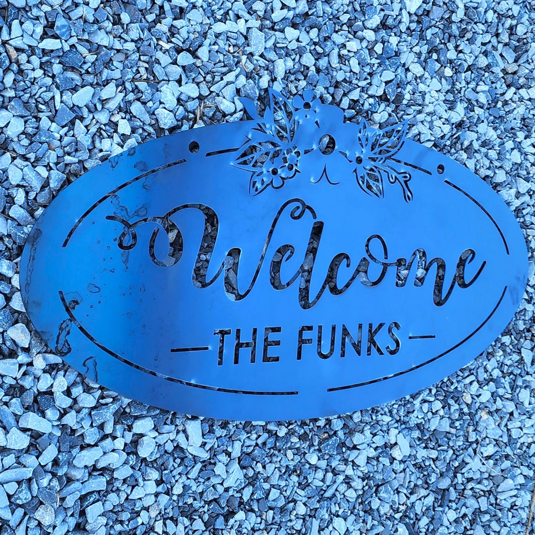 Personalized Gift Welcome Family Signs - Floral Welcome Sign