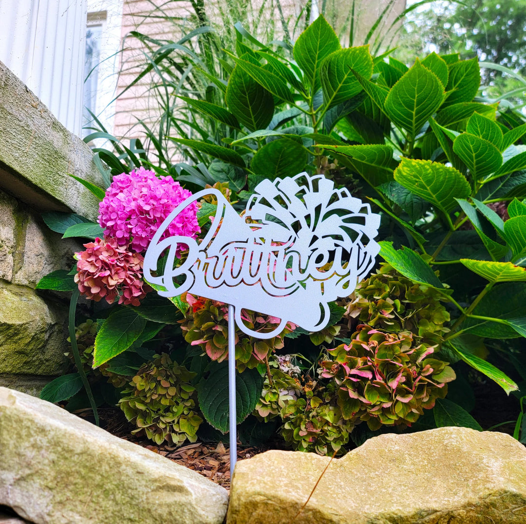 Personalized Cheer Yard Sign - Megaphone