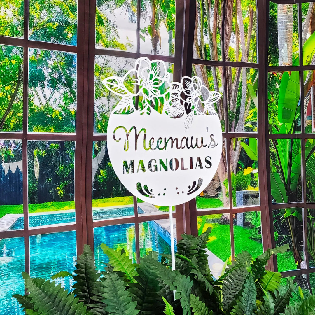 Magnolia Flower Garden Stakes