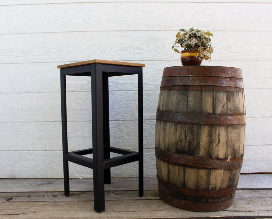 Modern Backless Industrial Barstool | 29" Heavy-Duty Steel & Wood | Fully Assembled