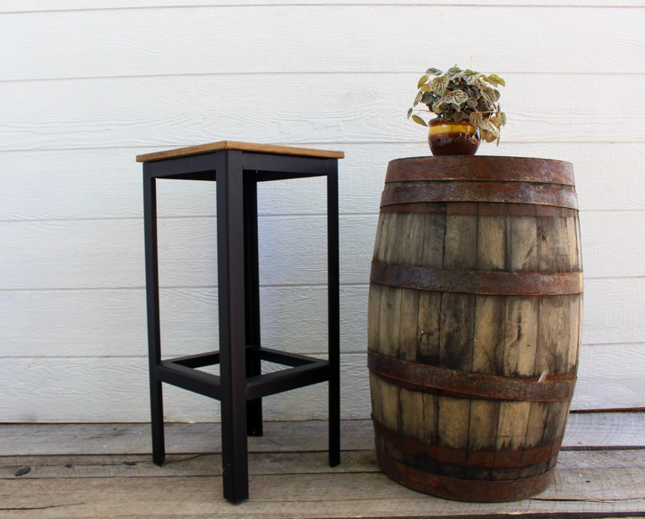 Modern Backless Industrial Barstool | 29" Heavy-Duty Steel & Wood | Fully Assembled