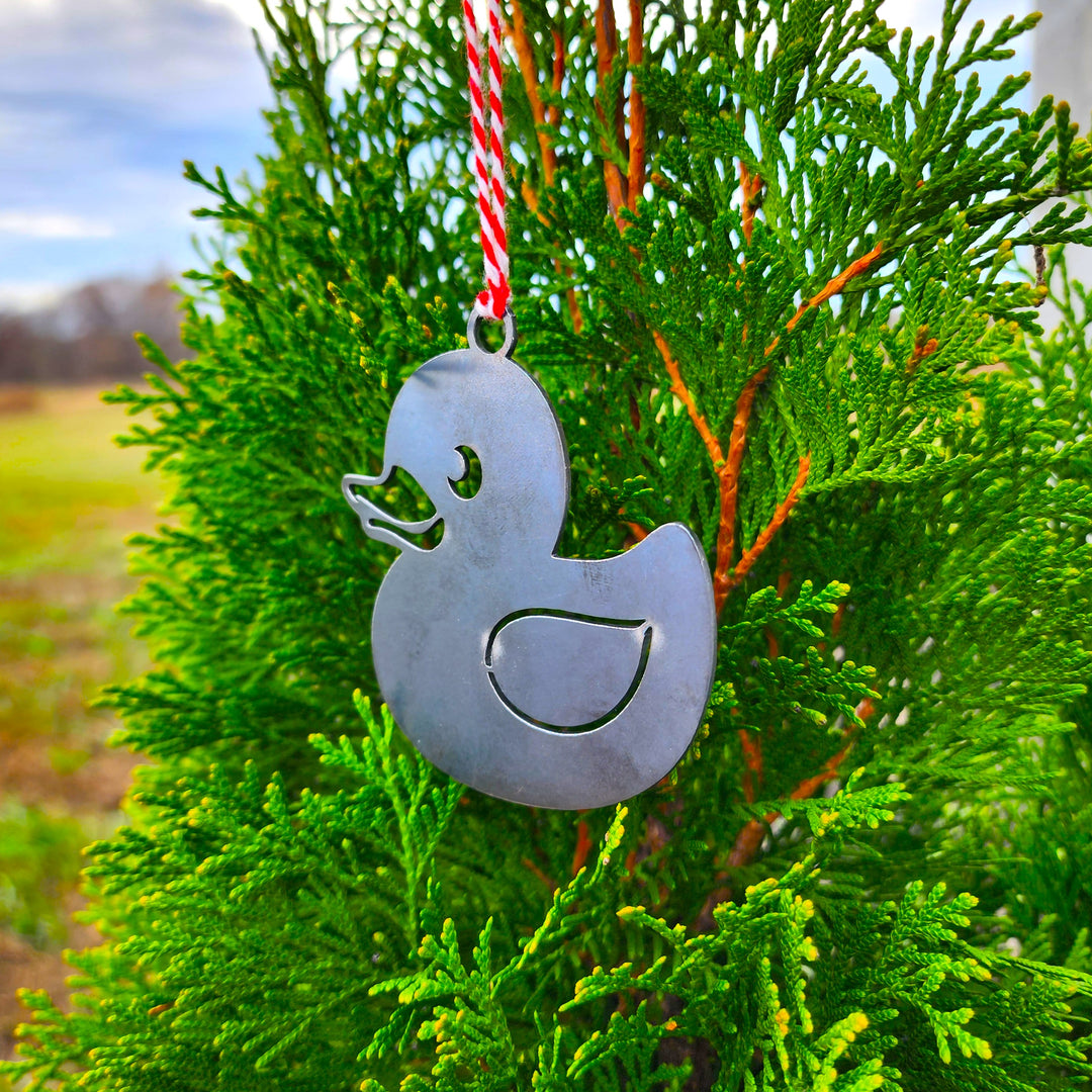 rustic rubber duck Christmas ornament made in Tennessee