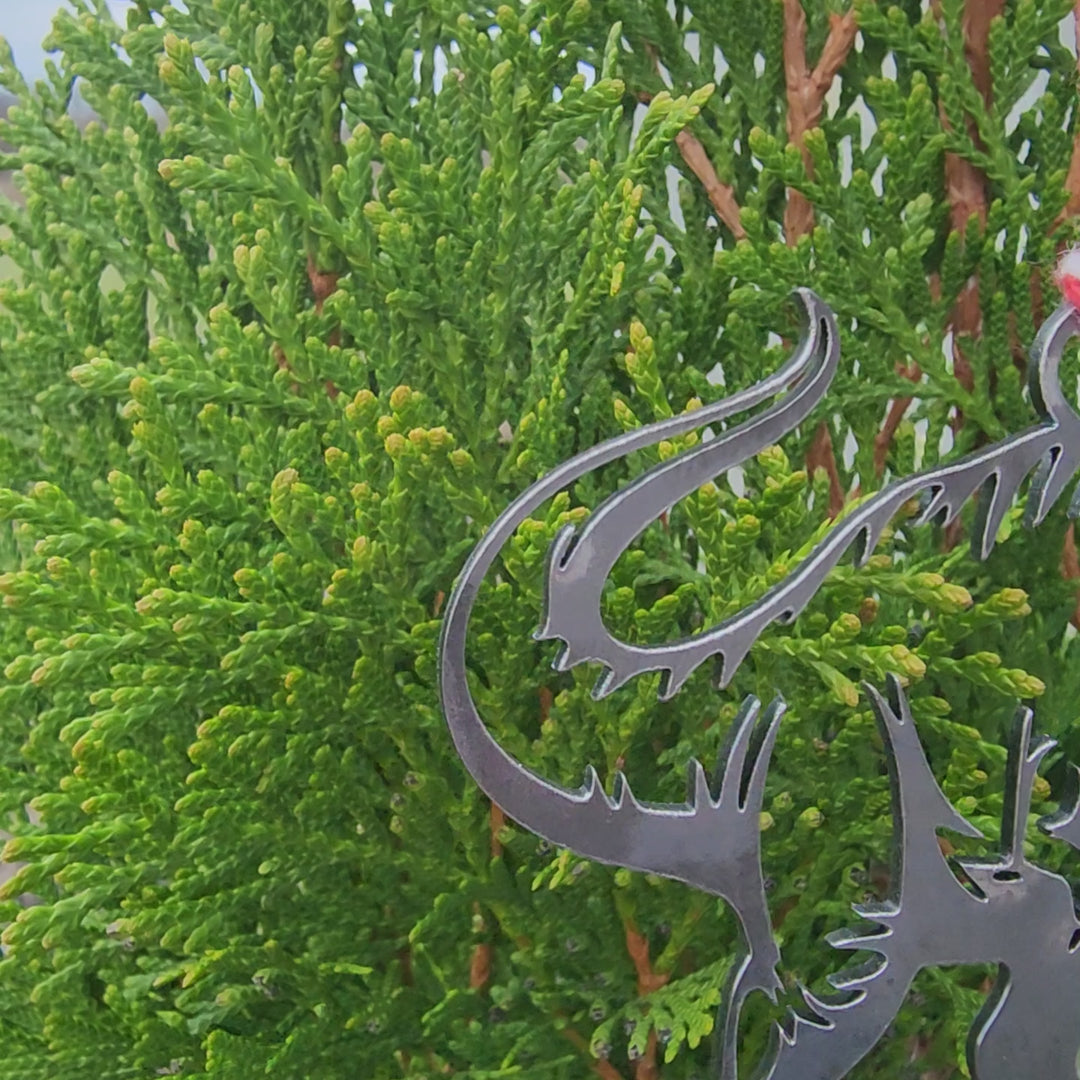 steel dinosaur Christmas ornament handmade in Tennessee