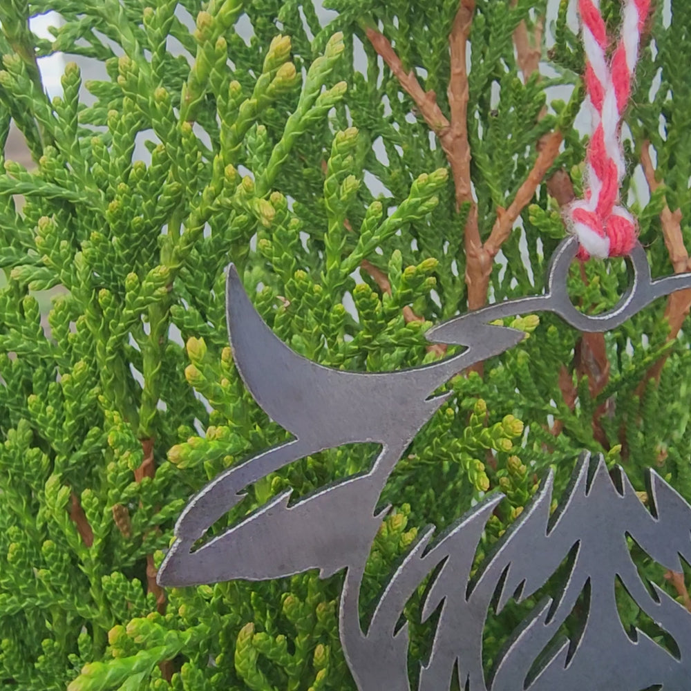 rustic steel cow Christmas ornament handmade in Tennessee