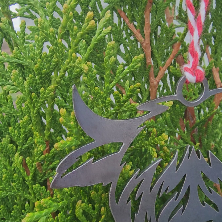 rustic steel cow Christmas ornament handmade in Tennessee