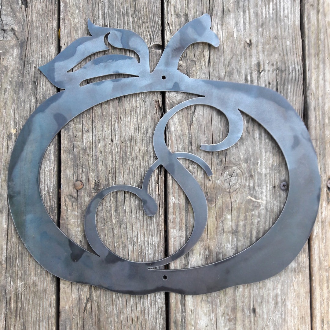 Pumpkin Monogram Wreath, view 6 - handmade laser cut metal by Maker Table