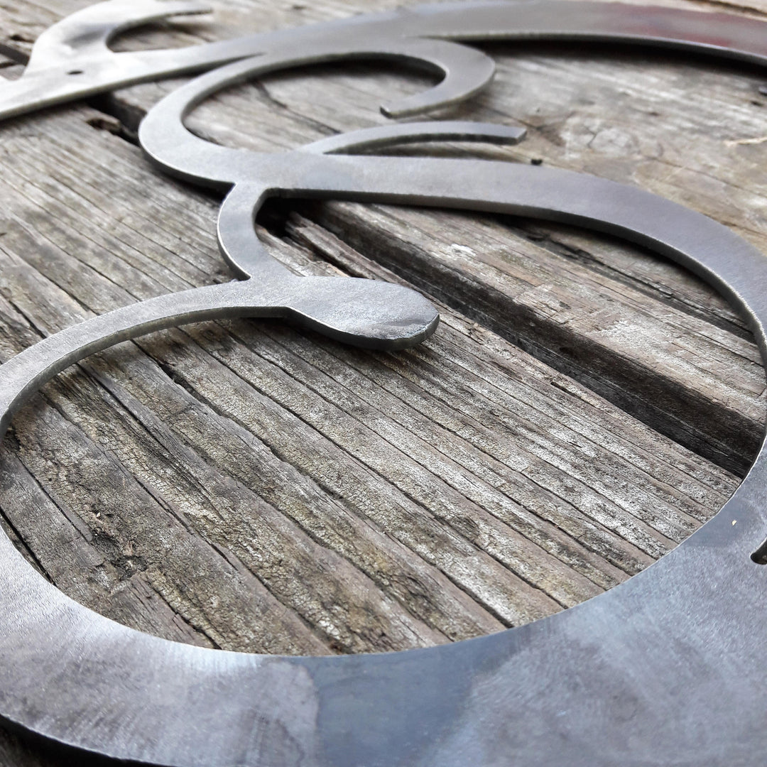Pumpkin Monogram Wreath, view 5 - handmade laser cut metal by Maker Table