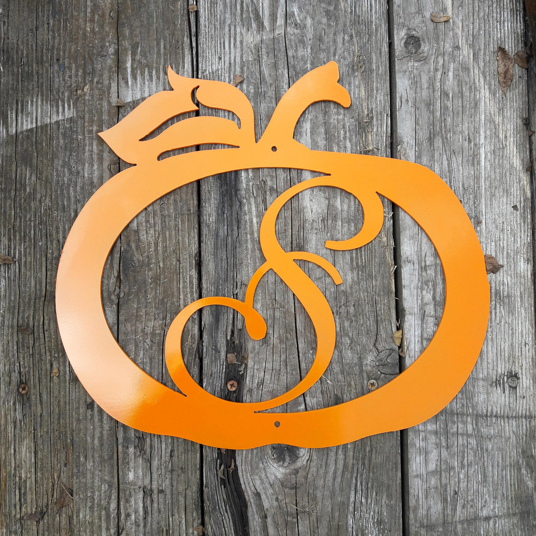 Pumpkin Monogram Wreath, view 1 - handmade laser cut metal by Maker Table