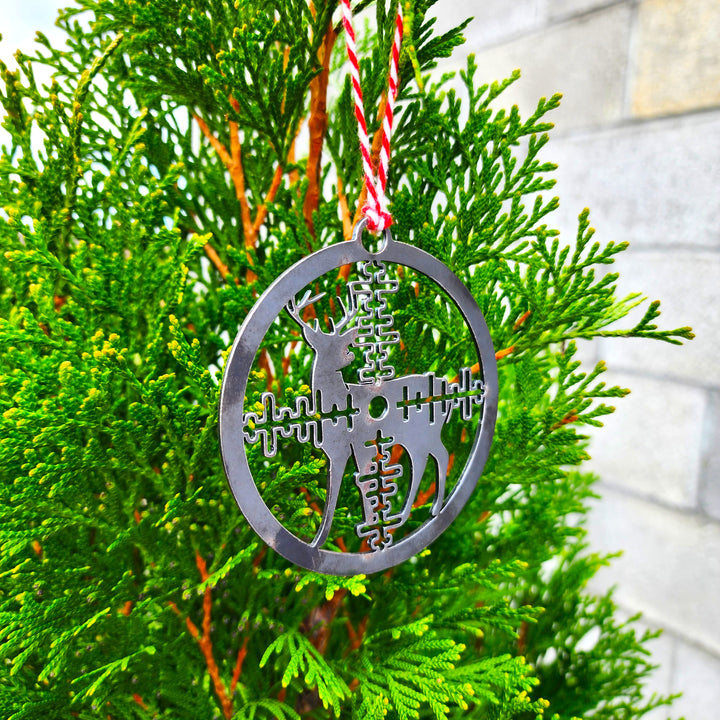 Deer Hunting Metal Ornament – Rustic Steel Buck Ornament with Scope Design | Handmade in Tennessee