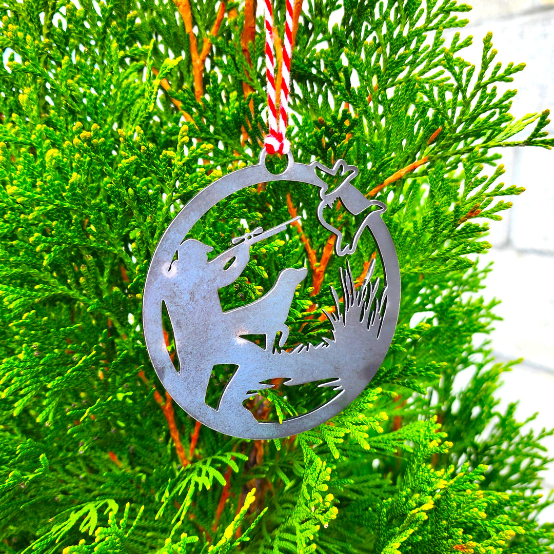 Duck Hunting Metal Ornament – Rustic Steel Waterfowl Hunter Christmas Ornament | Handmade in Tennessee