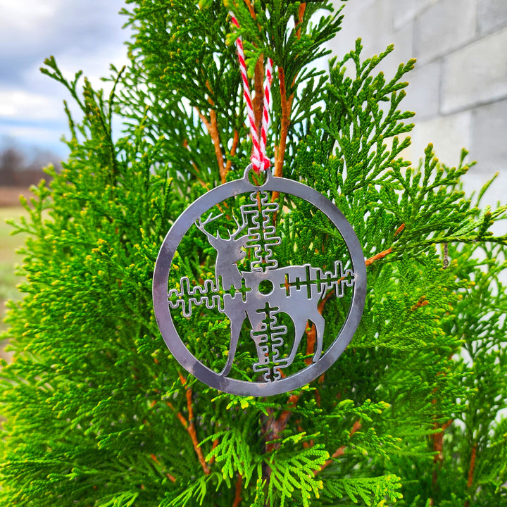 Deer Hunting Metal Ornament – Rustic Steel Buck Ornament with Scope Design | Handmade in Tennessee