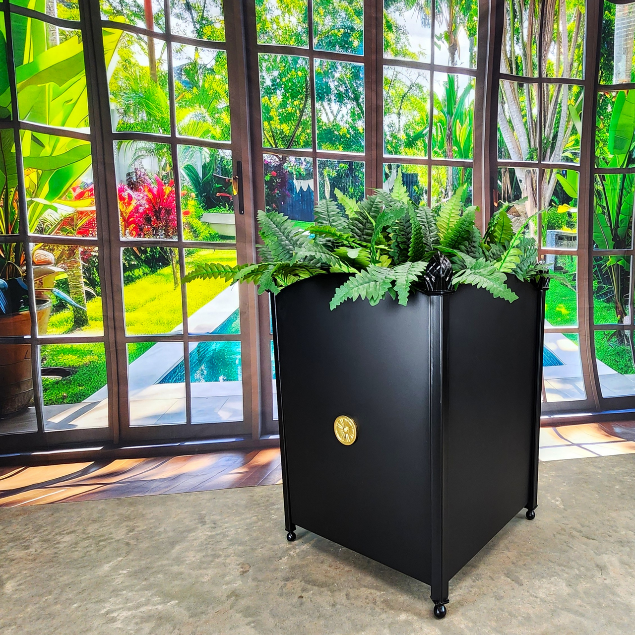 Ornate Metal Planters with Pineapple Motif