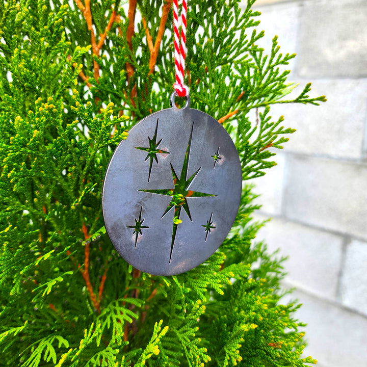 handmade Bethlehem star ornament on tree