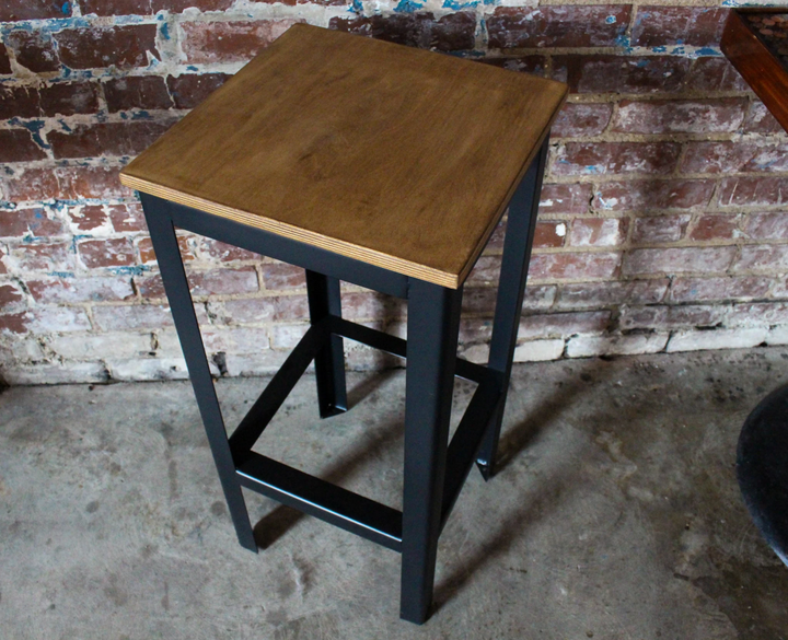 Modern Backless Industrial Barstool | 29" Heavy-Duty Steel & Wood | Fully Assembled
