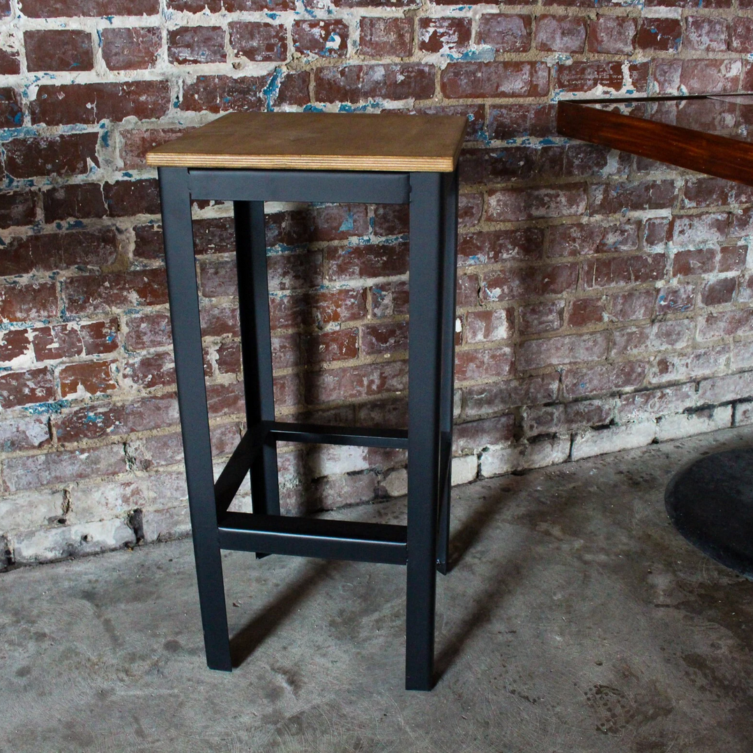 Modern Backless Industrial Barstool | 29" Heavy-Duty Steel & Wood | Fully Assembled