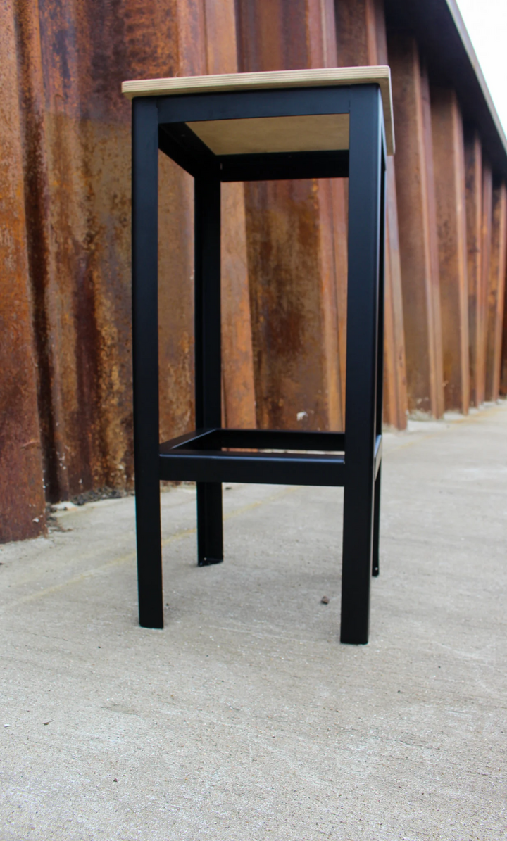 Modern Backless Industrial Barstool | 29" Heavy-Duty Steel & Wood | Fully Assembled