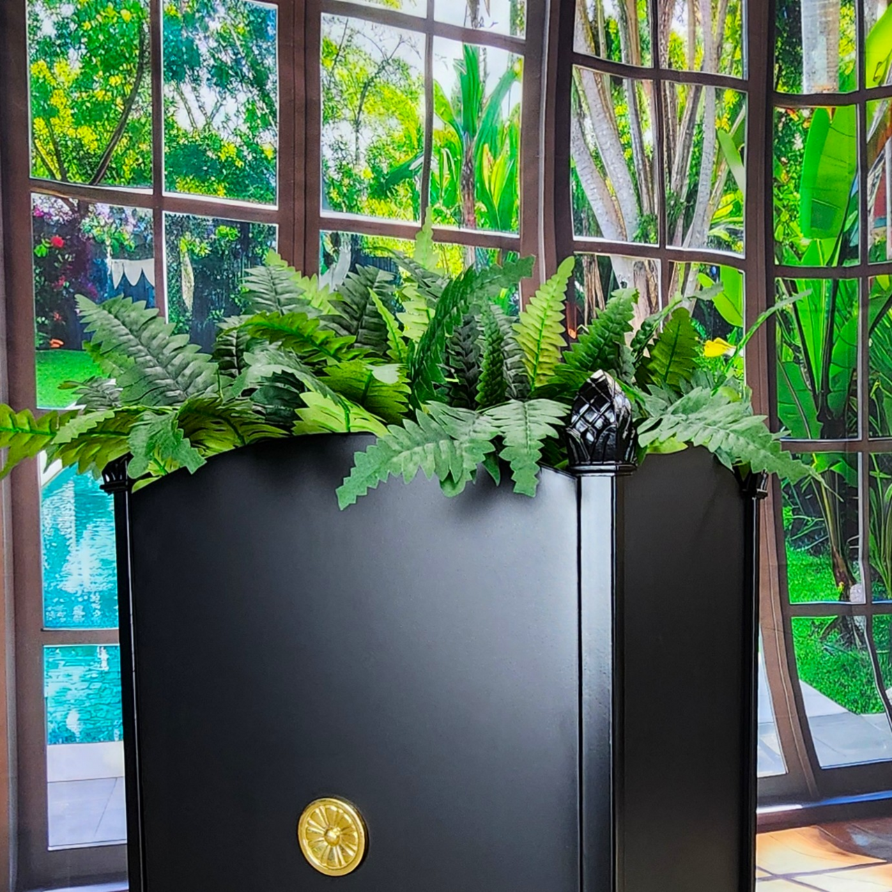 Ornate Metal Planters with Pineapple Motif