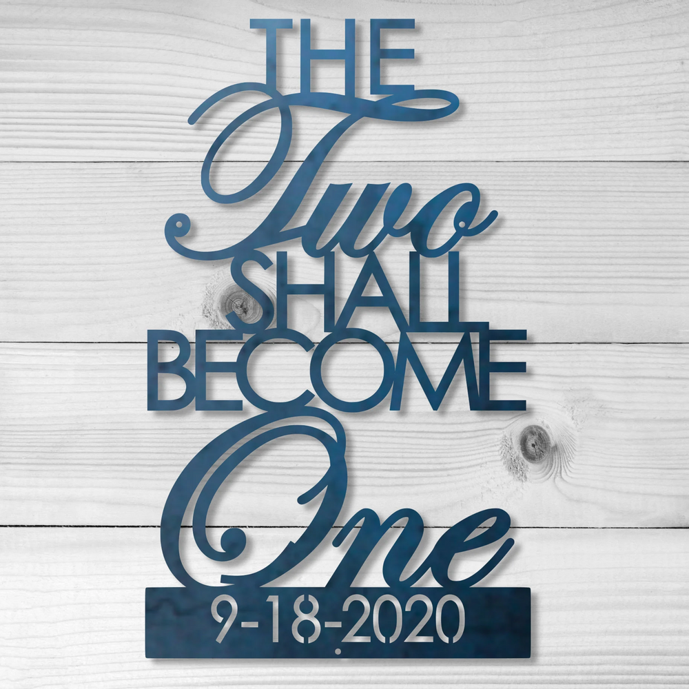 Custom anniversary metal wall art with elegant script lettering