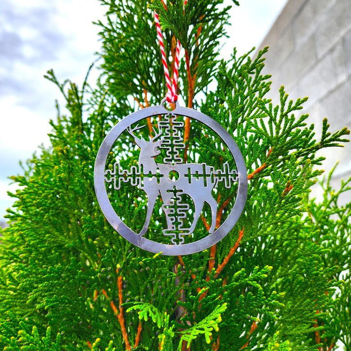 Deer Hunting Metal Ornament – Rustic Steel Buck Ornament with Scope Design | Handmade in Tennessee