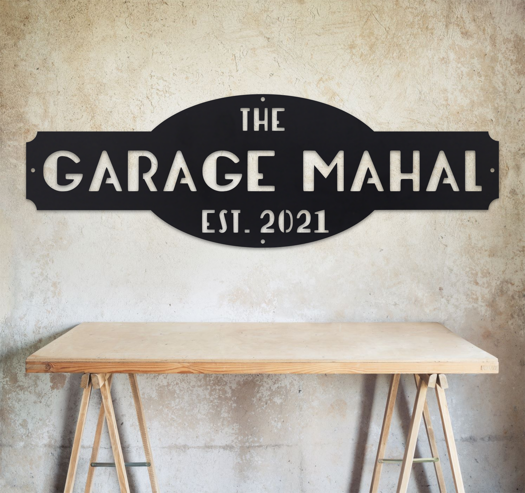 Garage Mahal Custom Metal Sign – Personalized Garage or Workshop Wall ...