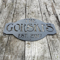 Thumbnail for Rustic metal sign outdoor black powder coated. The sign reads, 