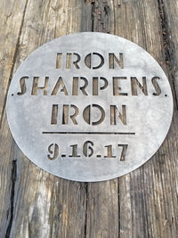 Thumbnail for Iron Sharpens Iron - Personalized Date - 27:17 Proverbs - Biblical Metal Quote Sign - Modern - Minimalist - Industrial - Free Shipping