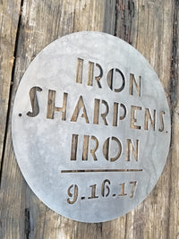 Thumbnail for Iron Sharpens Iron - Personalized Date - 27:17 Proverbs - Biblical Metal Quote Sign - Modern - Minimalist - Industrial - Free Shipping