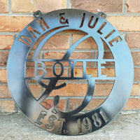 Thumbnail for This is a round outdoor clear powder coated monogram with 1/2