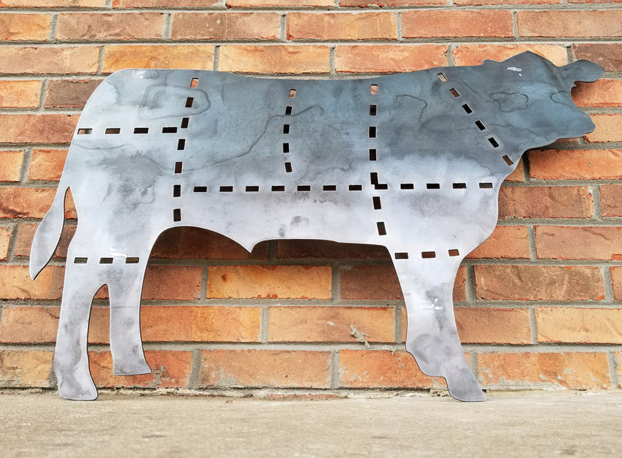 Beef Cuts Sign (No Words)- Kitchen, Butcher Shop, Cow Metal Sign ...