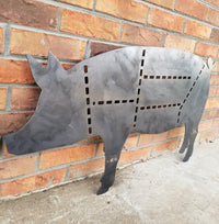 Thumbnail for This sign is in the shape of a pig and dotted lines separate the cuts of pork
