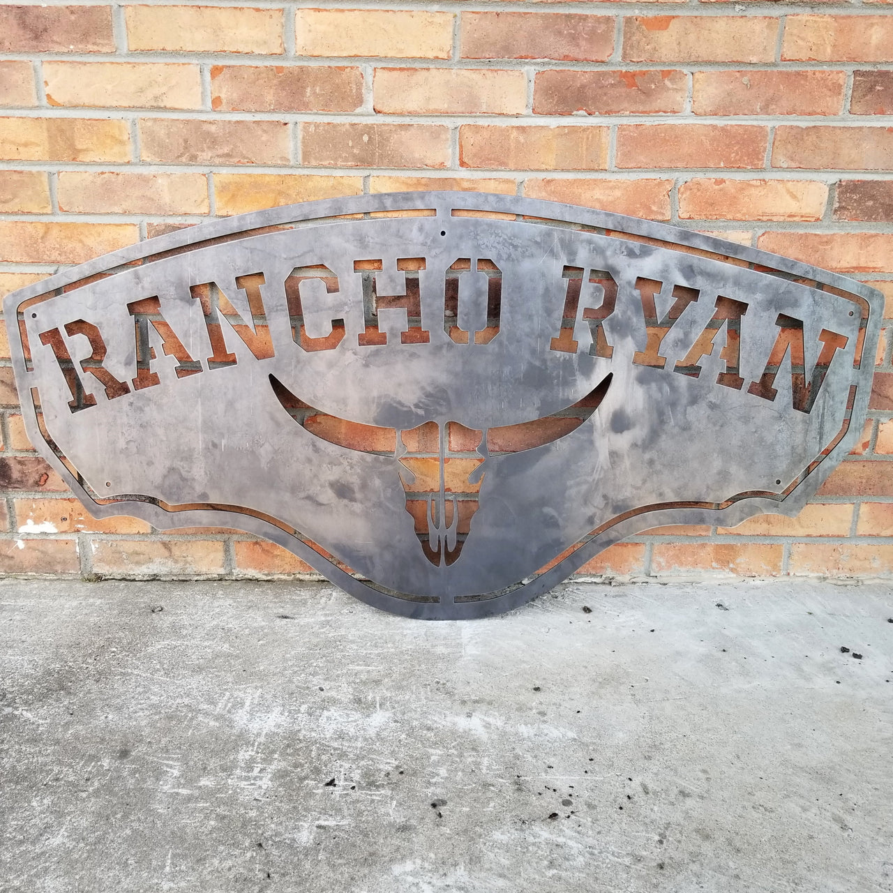 Longhorn Ranch Metal Sign - Personalized Cowboy Western Decor - Texas Saloon Wall Art