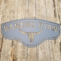 Thumbnail for Longhorn Ranch Metal Sign - Personalized Cowboy Western Decor - Texas Saloon Wall Art