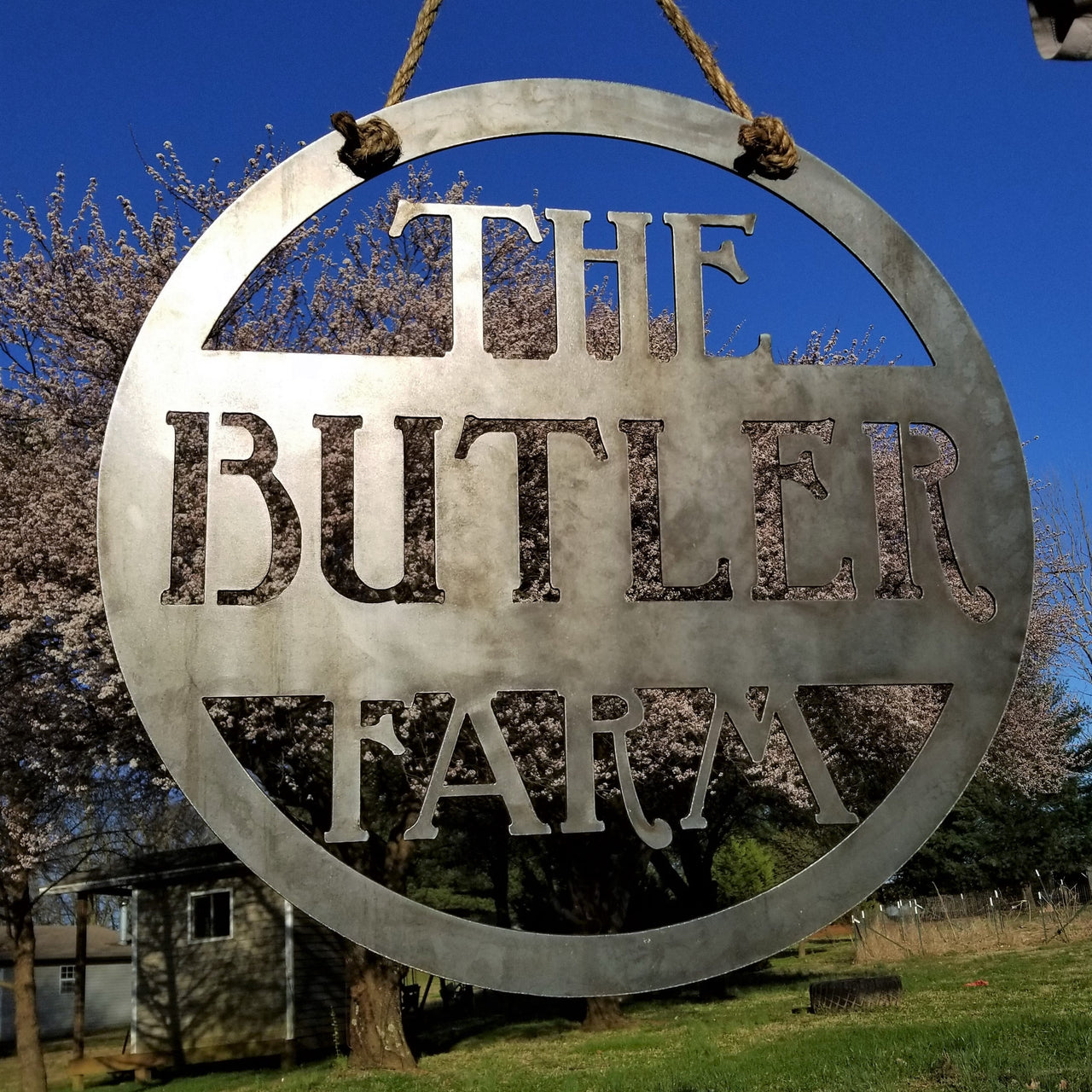 Hanging Farm Sign - Custom Metal Sign - Personalized Family Name Sign