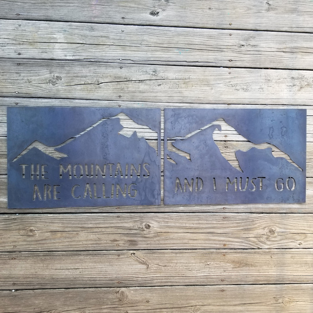 The Mountains Are Calling 2 pc Set - Rustic Decor