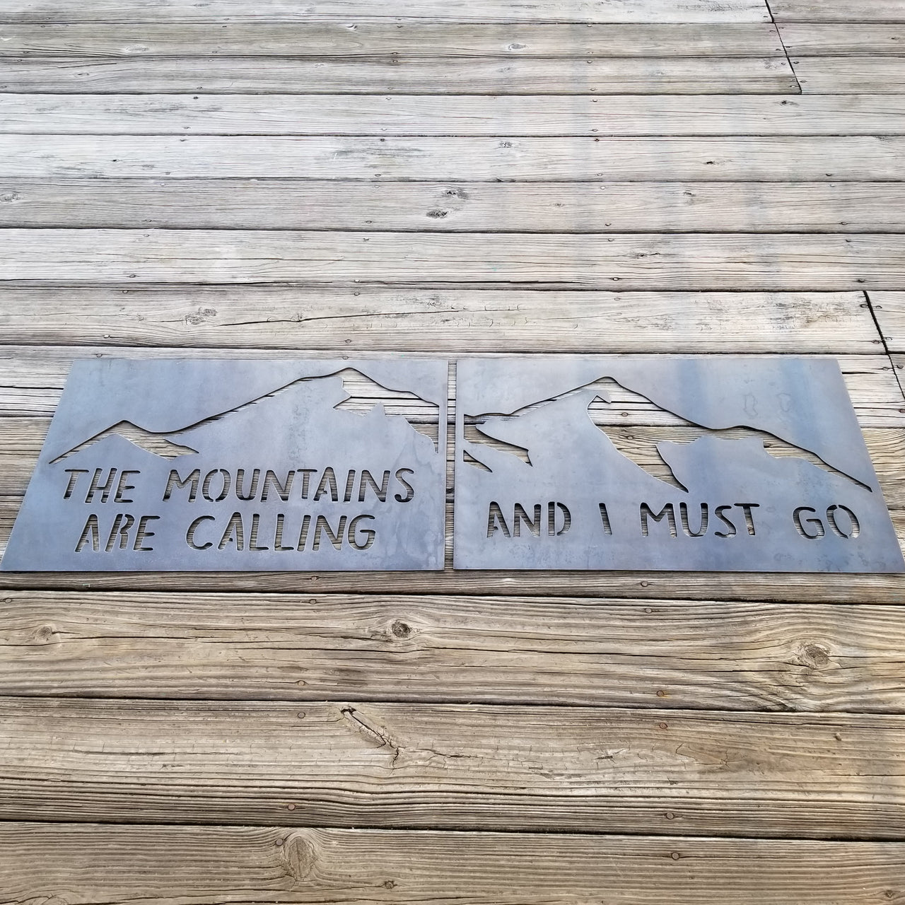 The Mountains Are Calling Metal Signs 2 pc Set - And I Must Go, John Muir, Wanderlust, Nature, Adventure, Couple, Pair