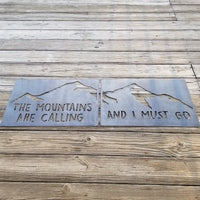 Thumbnail for The Mountains Are Calling Metal Signs 2 pc Set - And I Must Go, John Muir, Wanderlust, Nature, Adventure, Couple, Pair