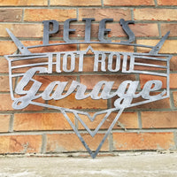 Thumbnail for Personalized Hot Rod Garage Sign - Vintage Retro Wall Art - Drag Racing, Rat Rod Roadster Decor